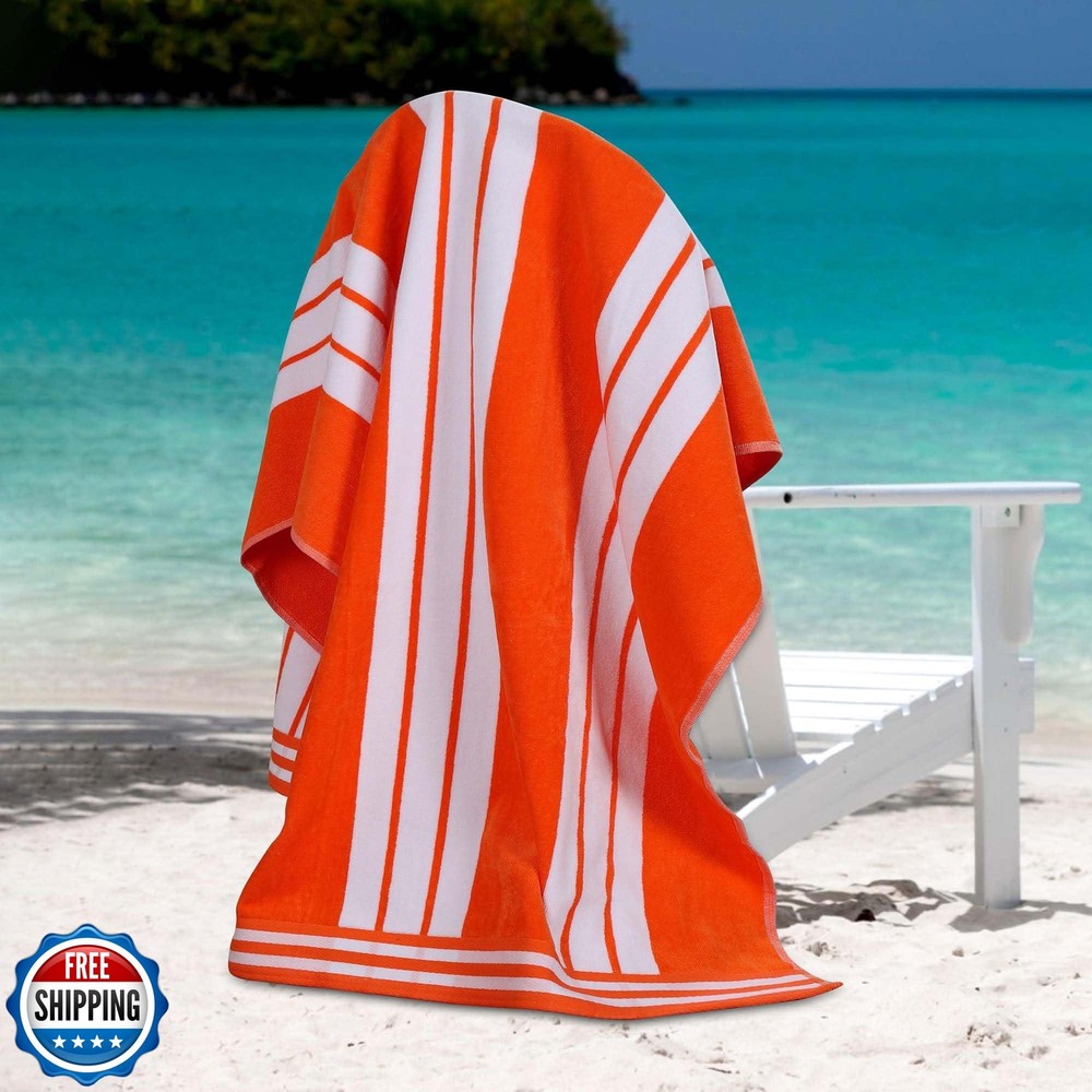 Superior Cotton Cabana Striped Beach Towels, Colorful Towels for Adult, Kid,