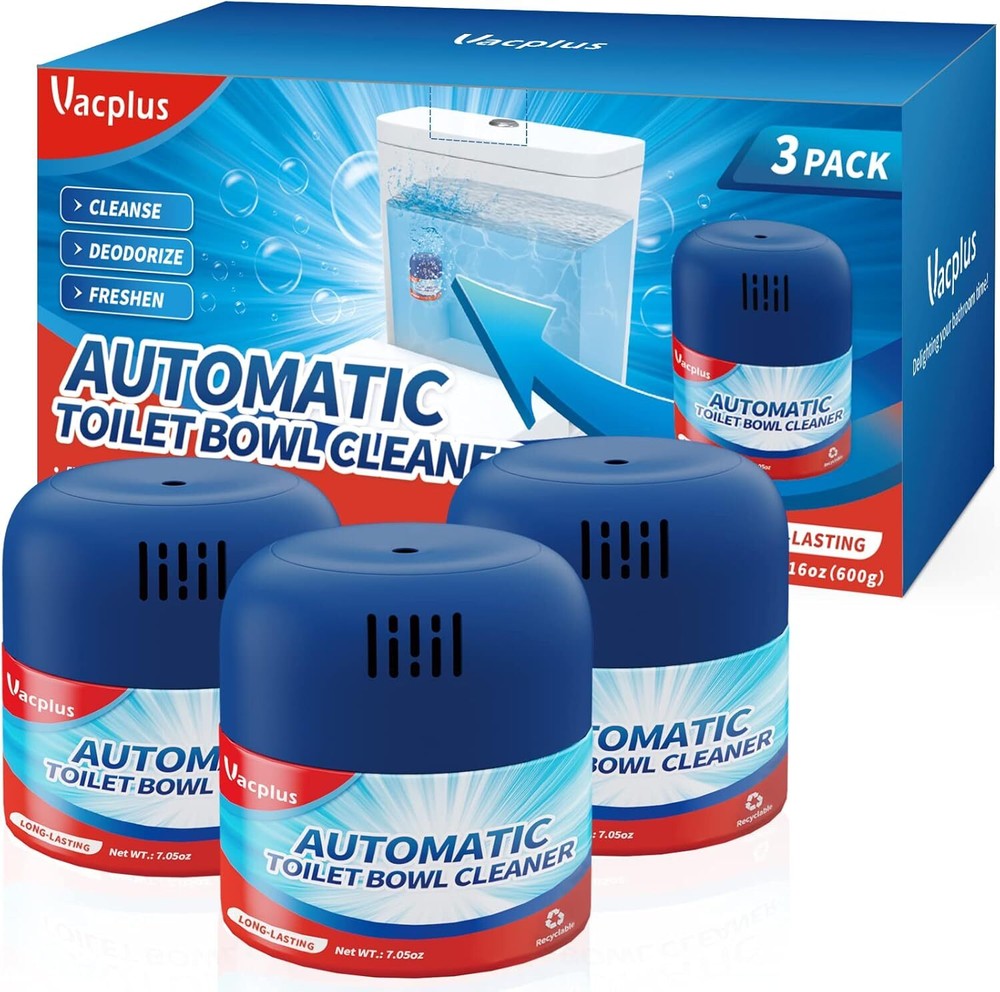 Vacplus 3-Pack Automatic Toilet Cleaner with Long-Lasting Krazy Clean Formula