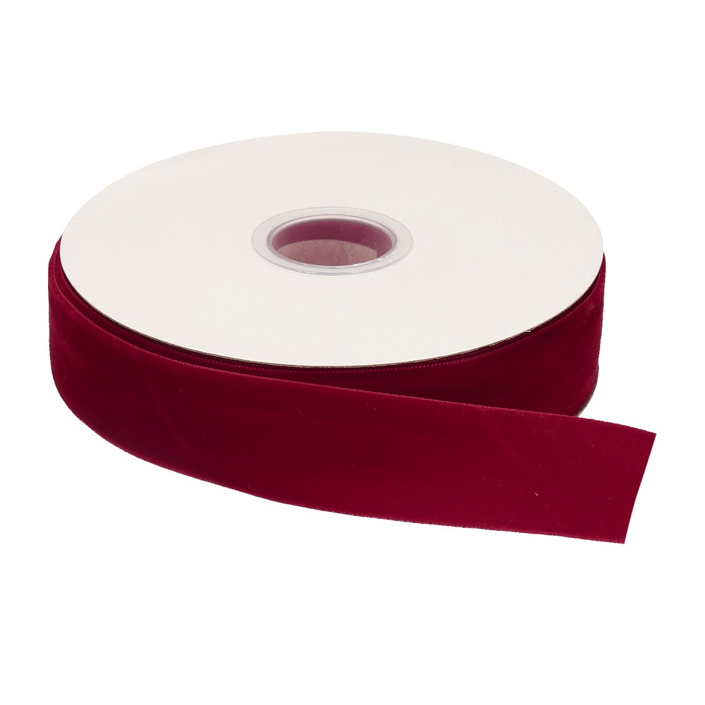 Velvet Ribbon 1 Inch x 25 Yard Single Face Spool Silky Wine Red