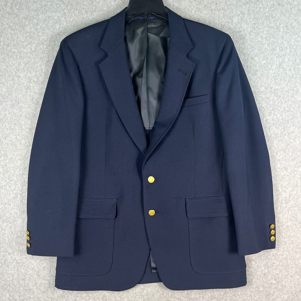 Anthony Allan Mens Navy Blue 42R Union Made USA Blazer Sport Coat