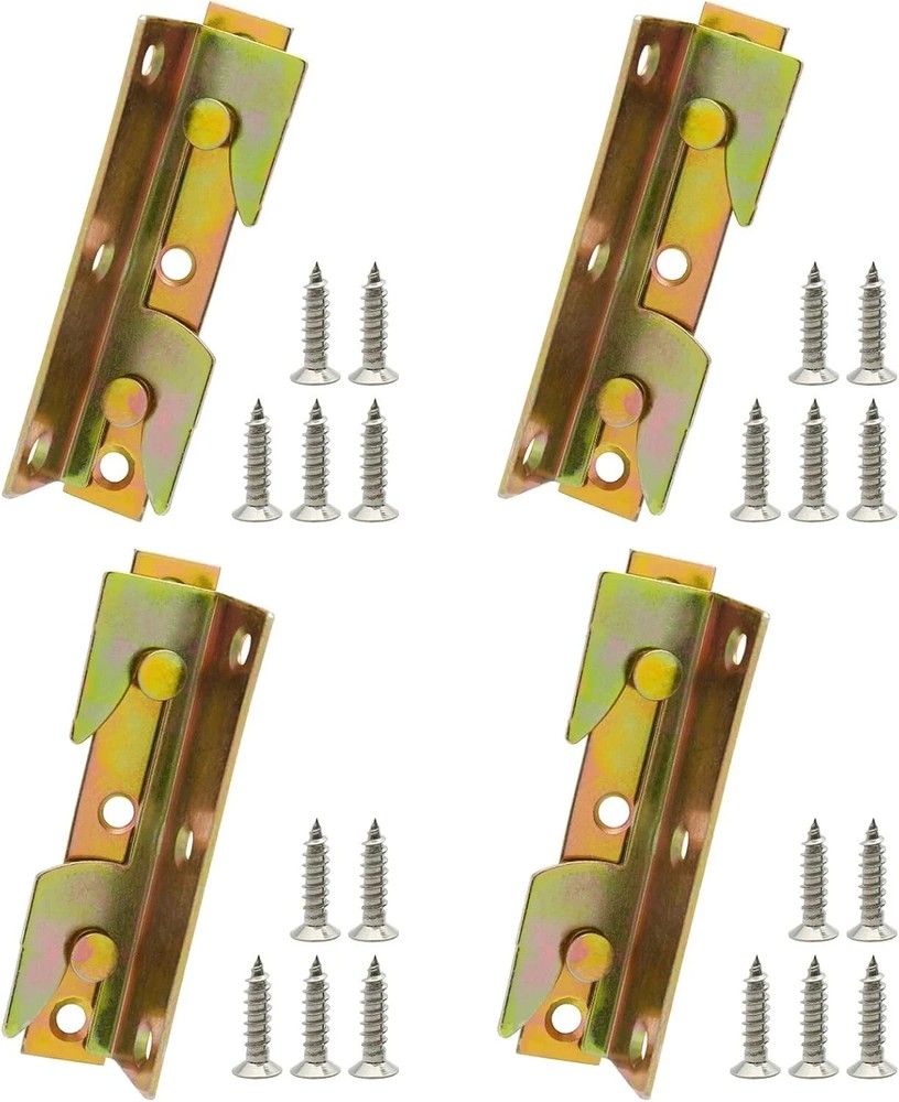 4 Set Bed Frame Rail Fitting Brackets Woodworking Connector Accessories Hardware