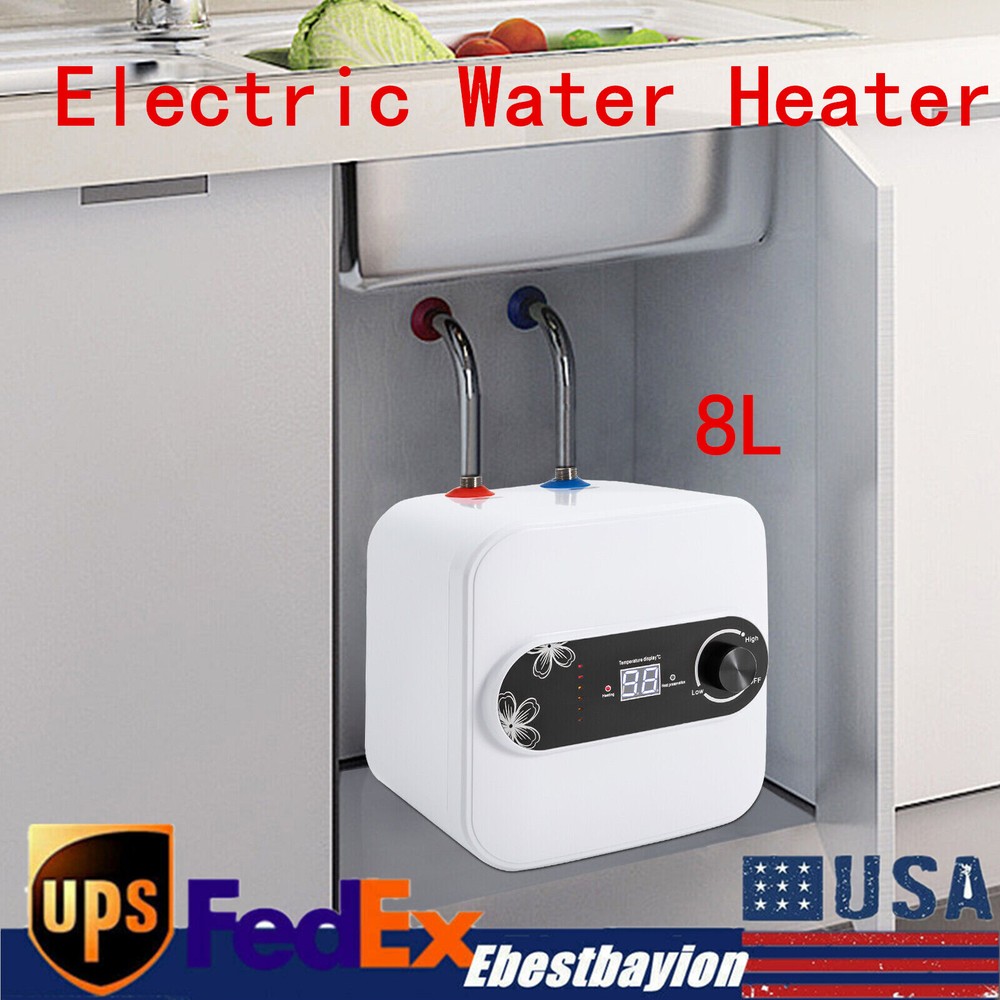 1500W Mini Tank Electric Water Heater 8L Point of Use Instant Hot Water Boat RV
