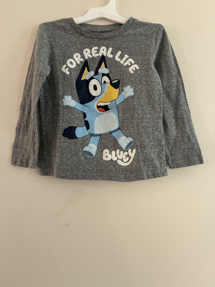 Jumping Beans Kids Boys Bluey Cotton Crewneck Long Sleeve Shirt Heather Gray 4