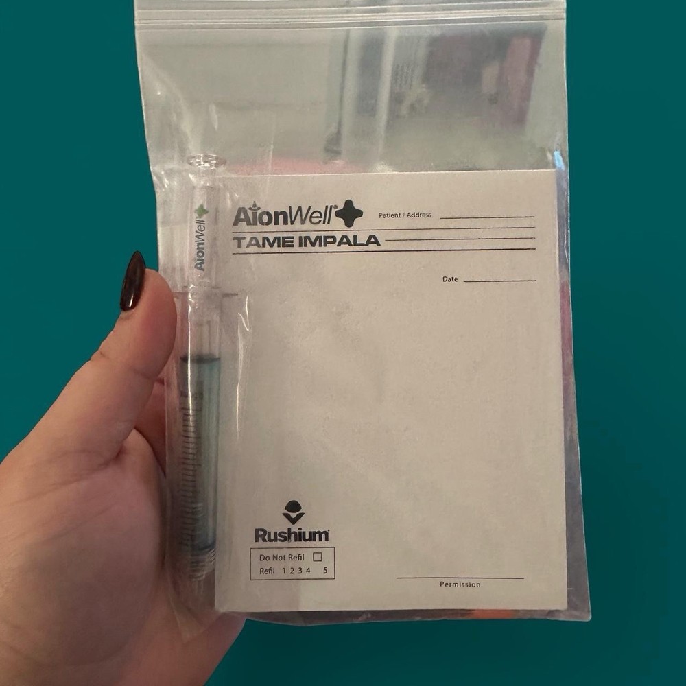 Rare Tame Impala Rushium Prescription Pad & Syringe Pen | Slow Rush Tour Merch