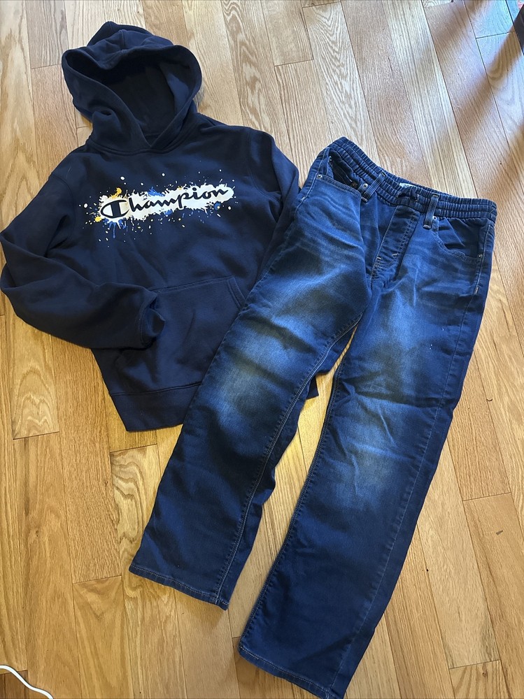 Teens/ Boy Denizen from Levi's Blue Denim Jeans Size 14 And XL Champion Hoodie