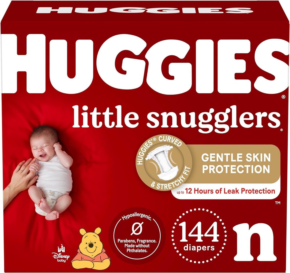 Huggies Little Snugglers Newborn Diapers – Size Newborn (Up to 10 lbs) 144 Count