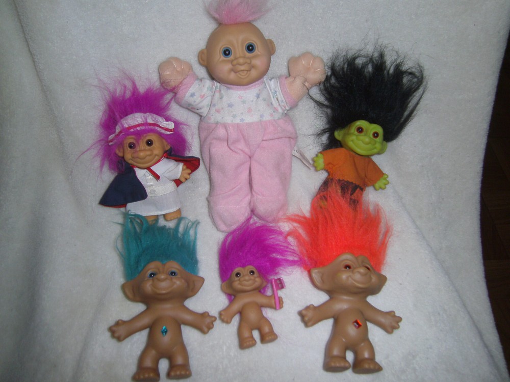 Russ Trolls 6 assorted Baby, Frankenstein Nurse Nobody  Ace Red & Blue Jewels