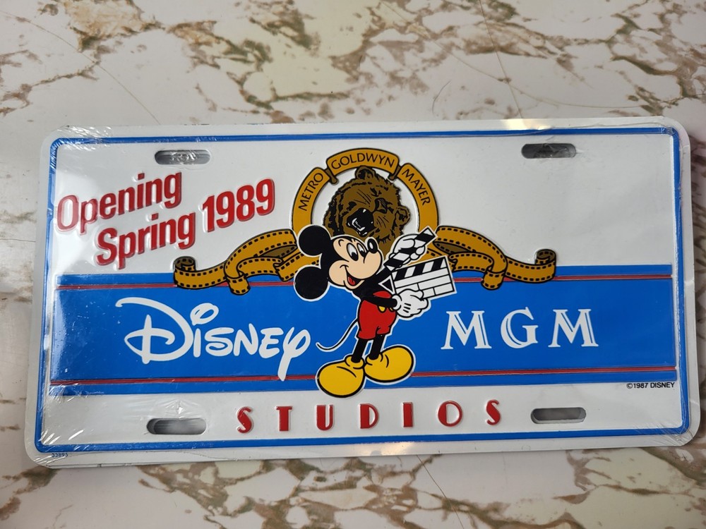 Vintage 1987 Disney MGM Studios License Plate - Opening 1989 - NOS Sealed