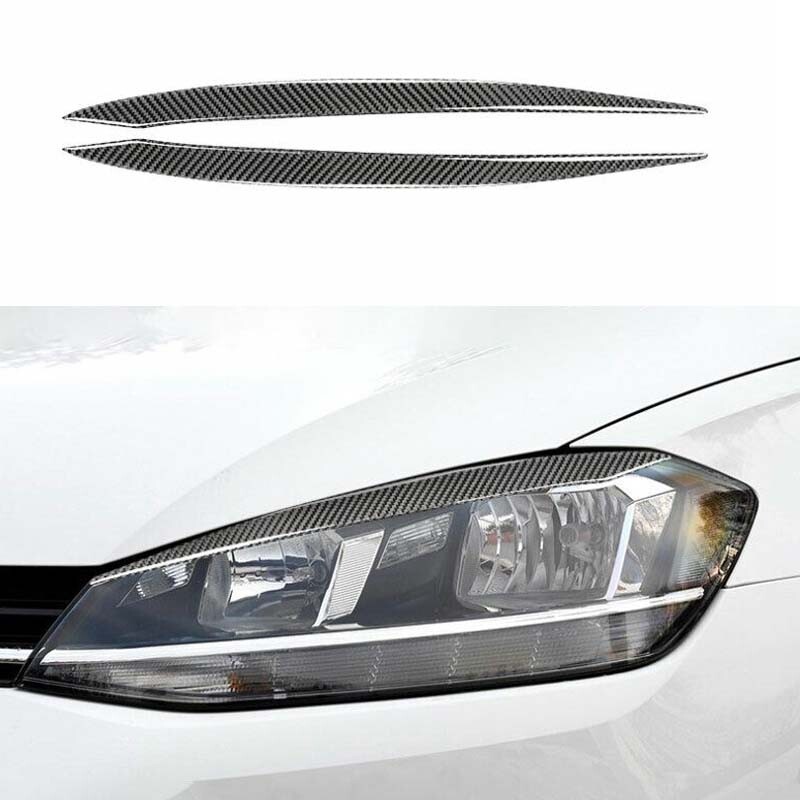 Exterior Headlight Lamp For VW Golf MK7 Real Carbon Fiber 14-17 Strip Trim