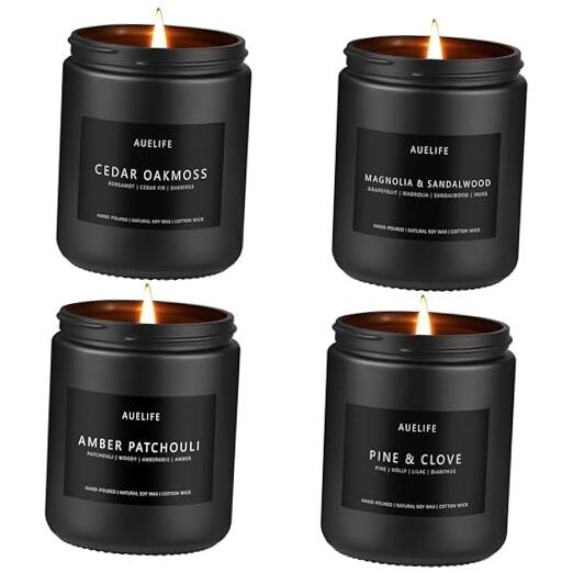 Masculine Scented Candles Gift Set for Men - 4 Pack