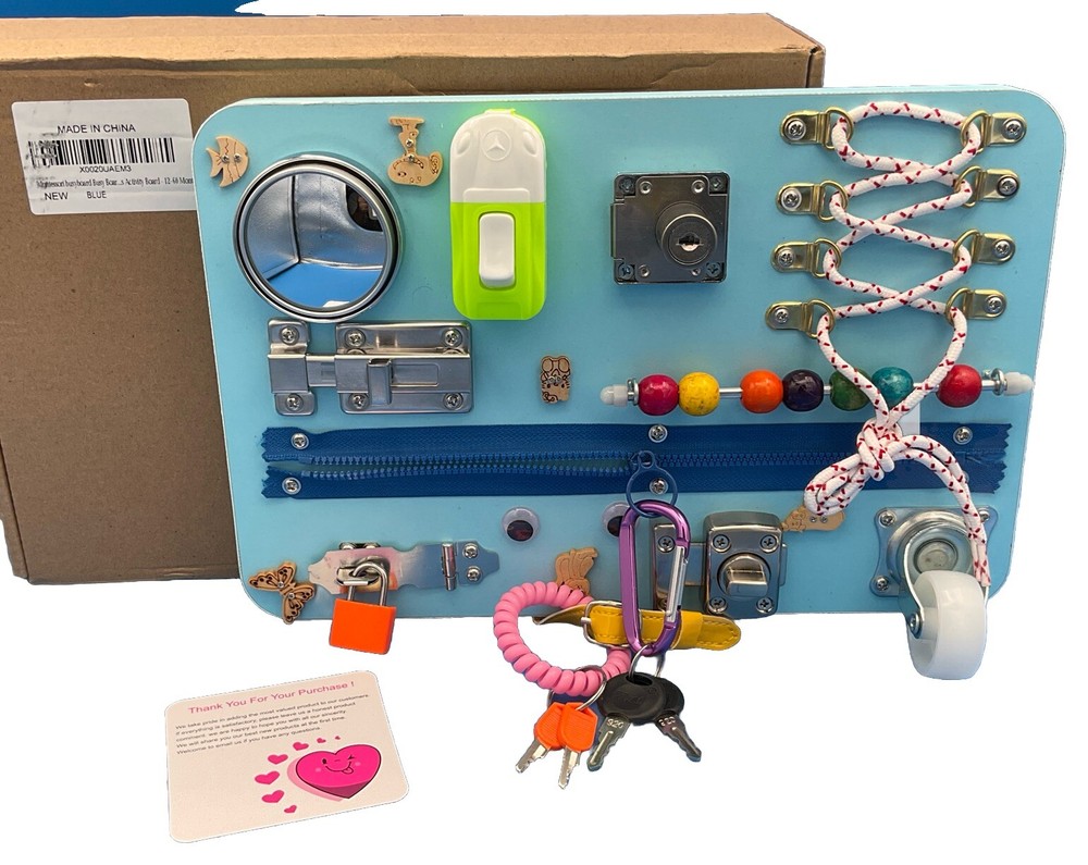 EBIOO Montessori Locks & Latches Busy Board Educational Activity- Wood