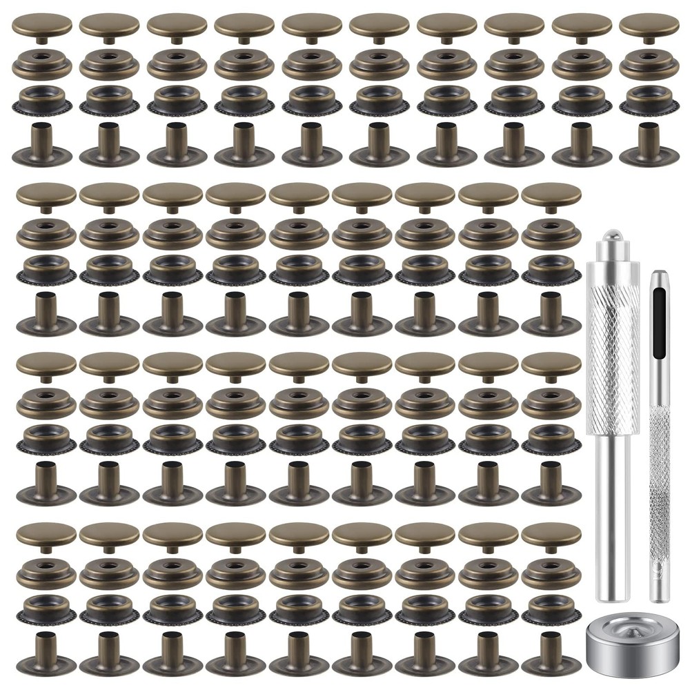 100 Piece Snap Fastener Kit Tool 15MM Snap Button Kit Snaps for Leather