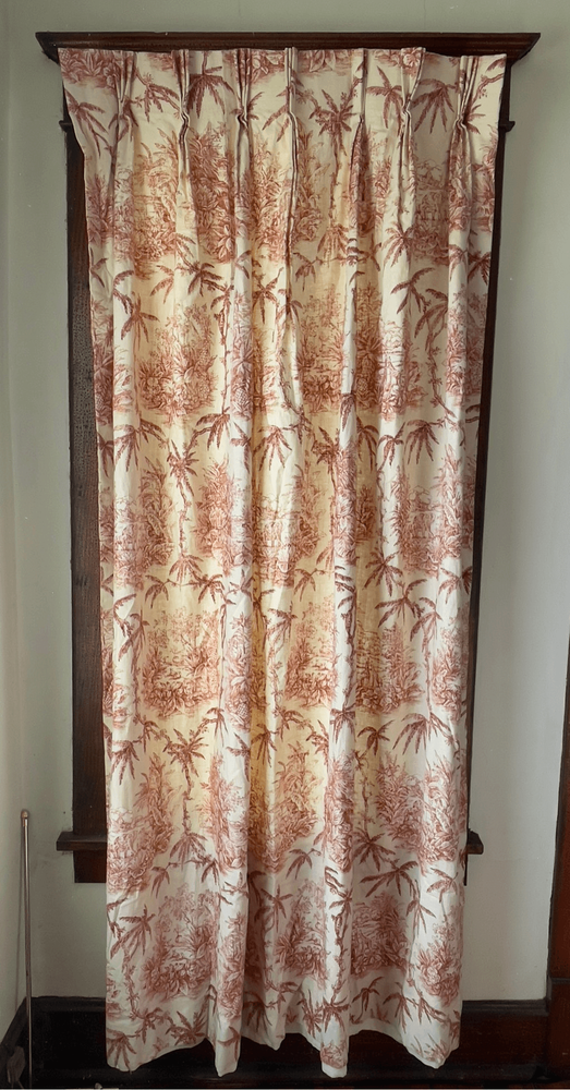 VTG The Four Continents French Toile Drape Curtains Pinch Pleated 82 inches long