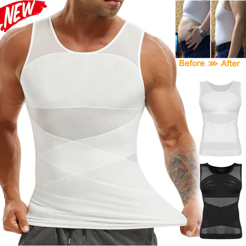 Men's Body Shaper Waist Trainer Slimming Vest Tank Tops Undershirt Shapewear