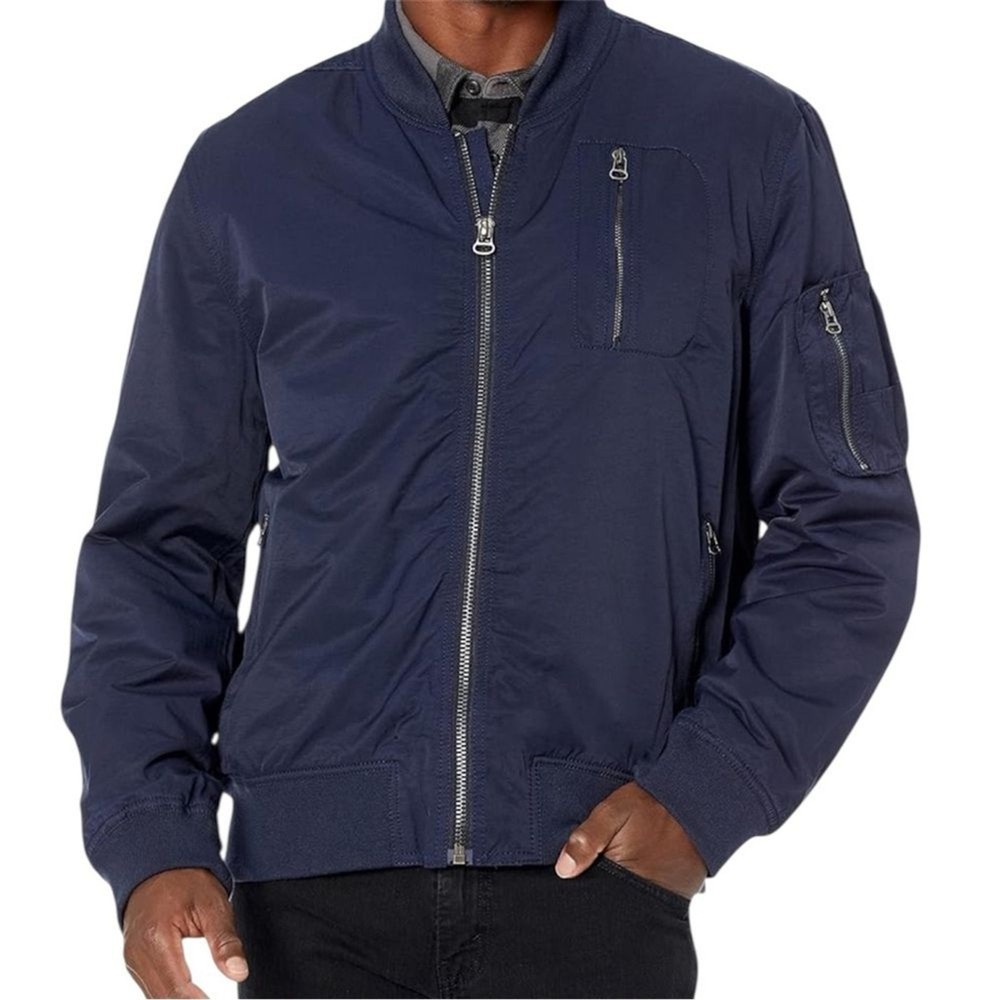 BLANKNYC Navy Lightweight Zip Front Bomber Jacket Size S EUC