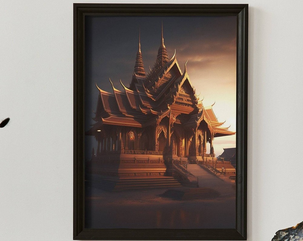 Thai Buddhist Temple Bangkok Street Art Print – Downloadable Wall Art for Your Home