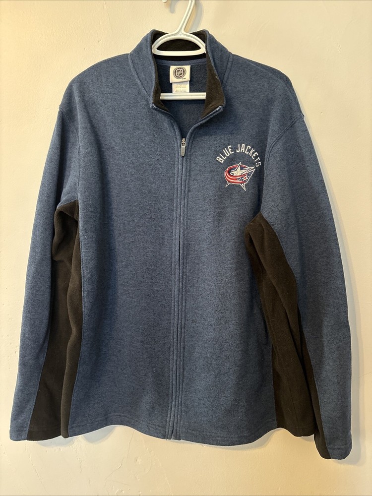 NHL Blue Jackets Fleece Full Zip Sweater Size Large