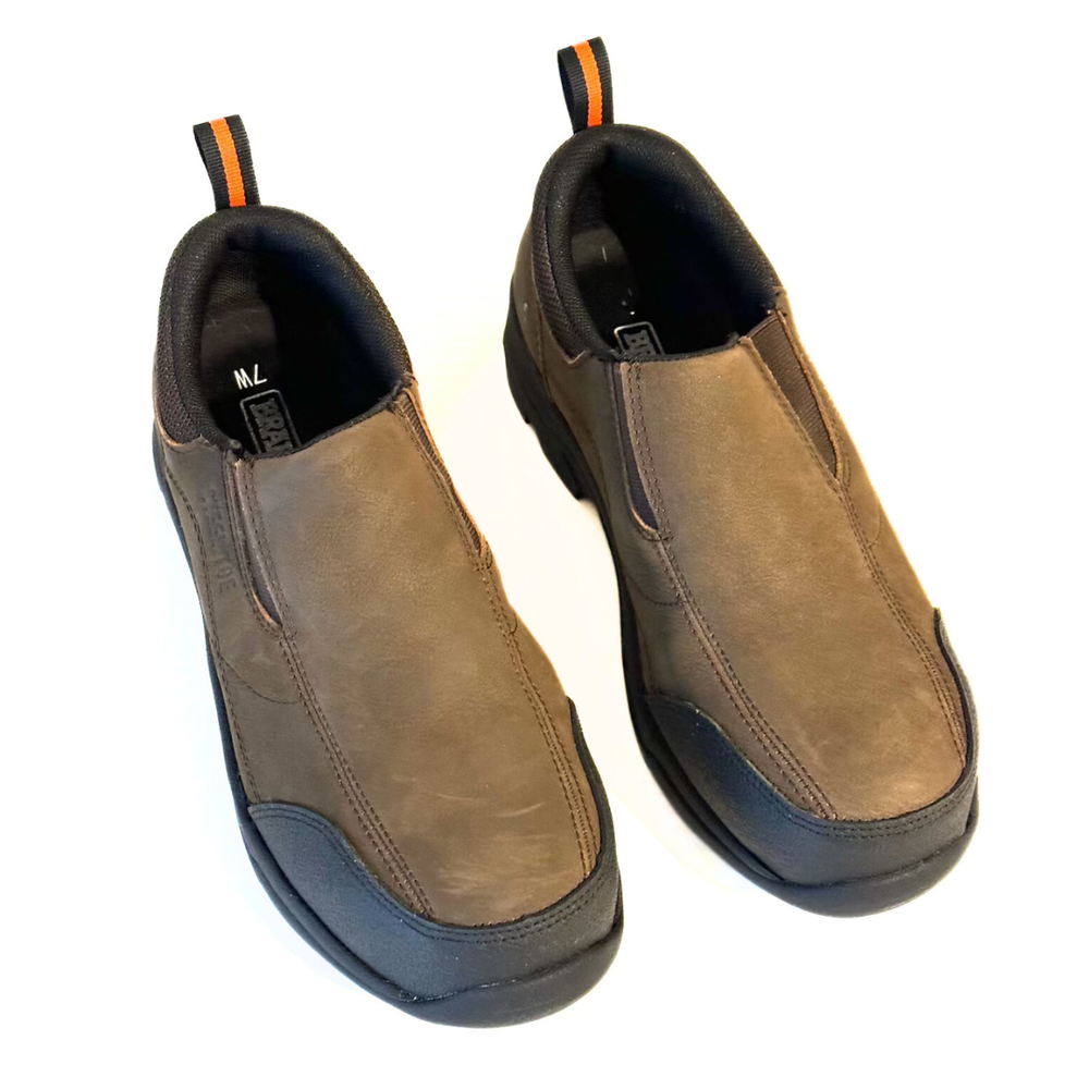 NEW - Brahma Mens Sz: 7W Shoes / Slip-On Brown Steel Toe Work Academia Travel