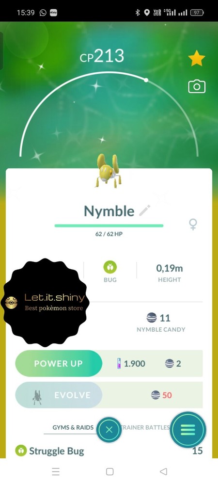 Shiny Nymble Pokémon Go registered or ultra friends trade