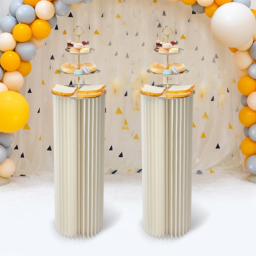 2pcs Cardboard Flower Stands Centerpiece Stands Columns Display With Acrylic Lid