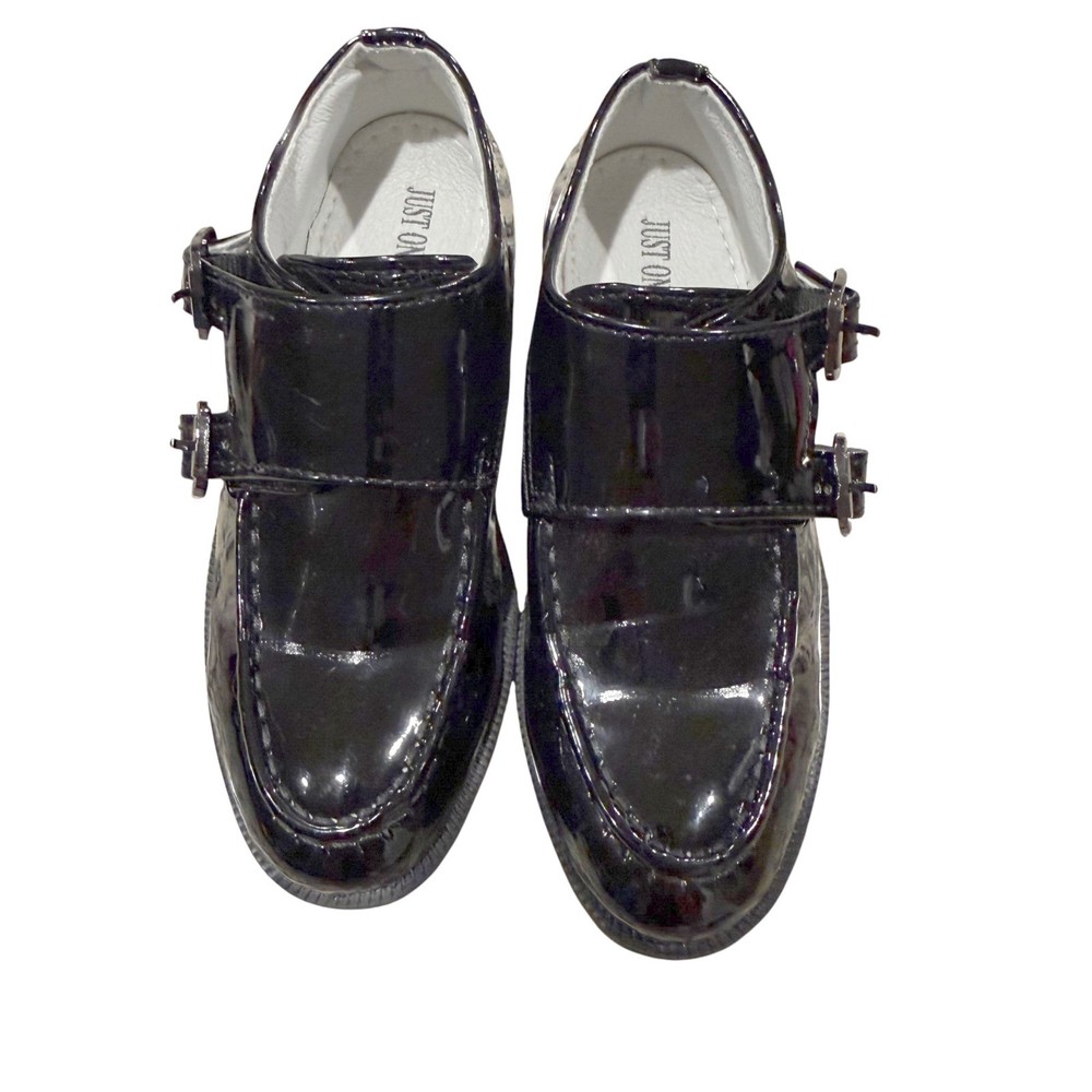 Just One Sight Kids Black Patent Leather Monk Strap Shoes Size 27 11.5 US Child