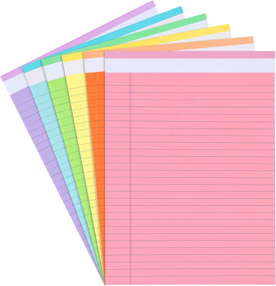 Legal Pads Writing Pads 8.5X11 Inch, 6 Pack 30 Sheets Wide Ruled with Sturdy Bac