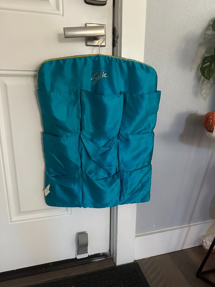 Victoria Secret 100% Silk Storage Underwear, Socks, Lingerie Hanger - Teal/Gold