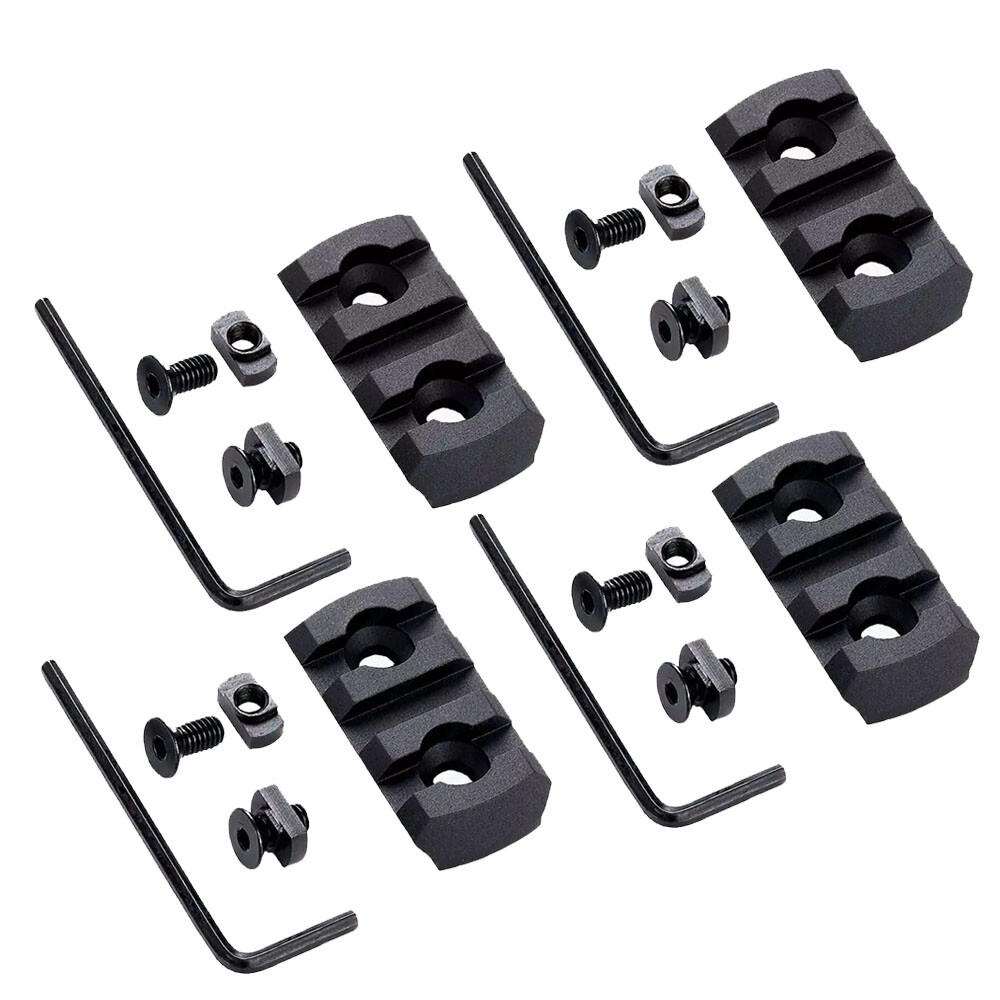 4-Pack 3-Slot Picatinny Rail Sections - Aluminum Mount Adapter USA Made
