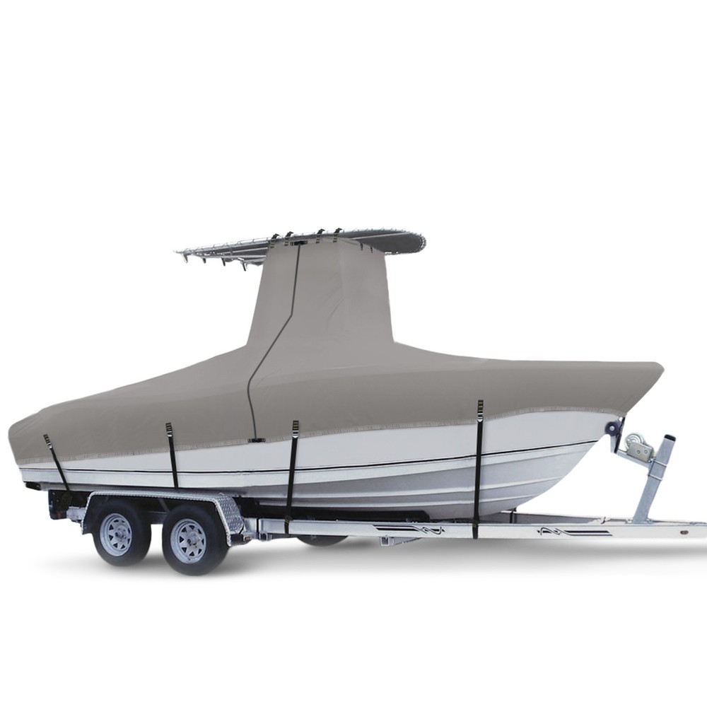 Marine Grade Waterproof Center Console Boat Cover with T Top Roof, Storage Cover