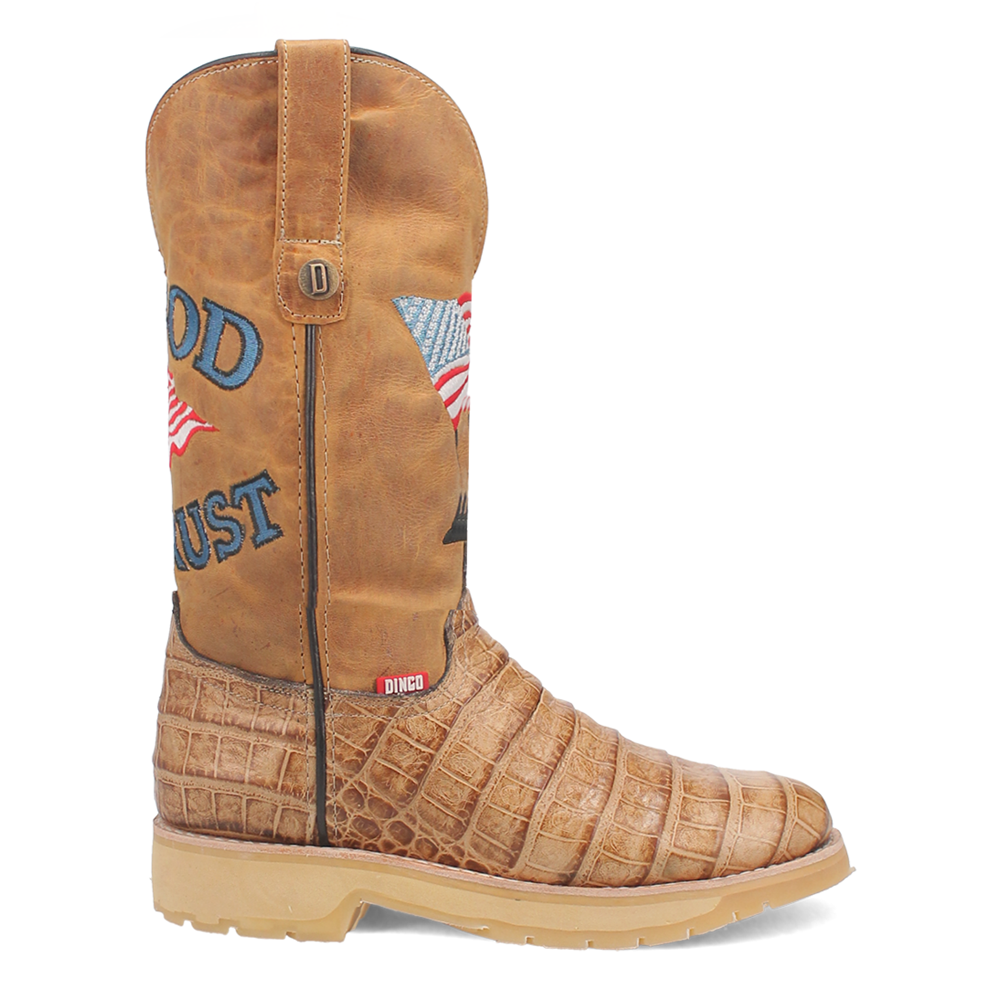 Dingo Patriot Embroidered Patriotic Brown Cowboy Boots Men Casual Round Toe Croc