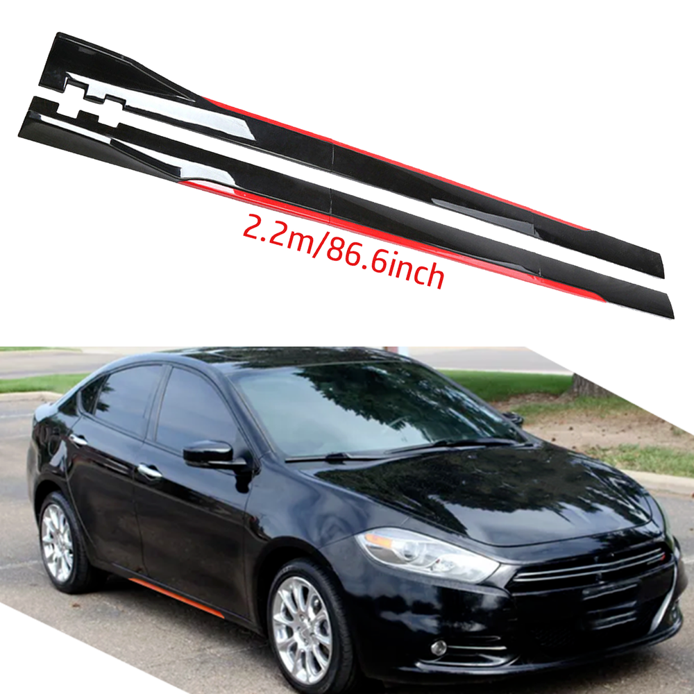 For Dodge Dart Side Skirt Extension Body Kit Splitter Spoiler Glossy Black & Red