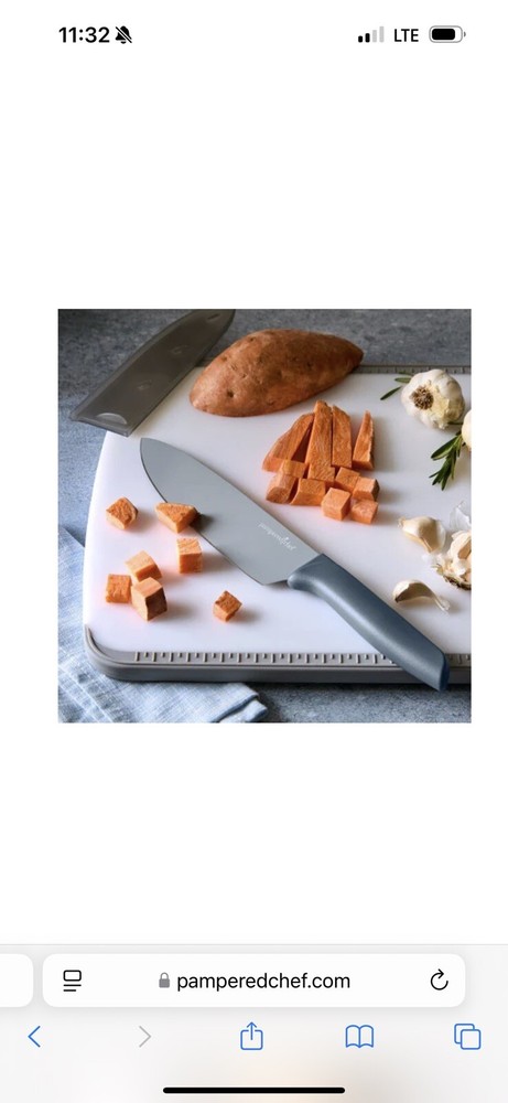 Pampered Chef Blue Grey Coated Nonstick Chef Knife 100838