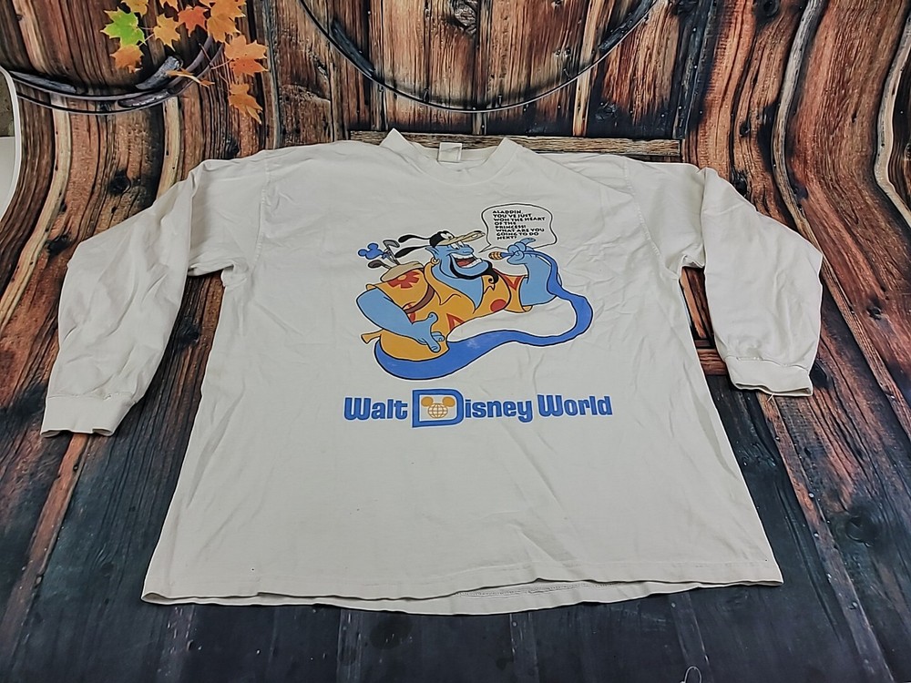 Vintage Aladdin Genie Walt Disney World T-Shirt Long Sleeve Size XL (A)