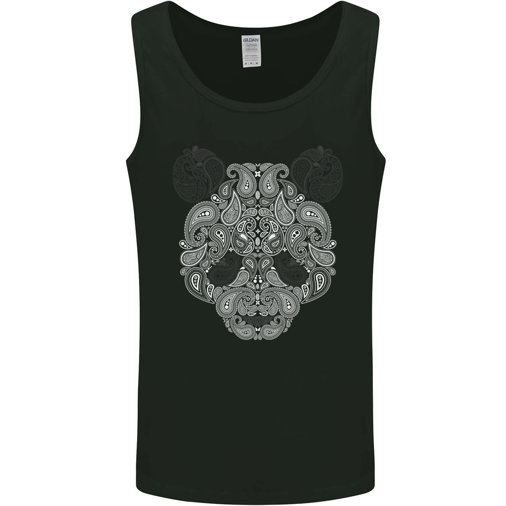 Paisley Panda Bear Mens Vest Tank Top