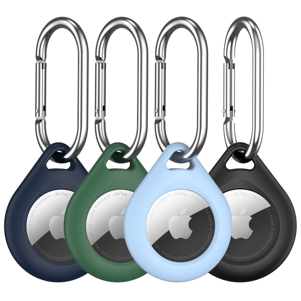 4-Pack Airtag Holders with Metal Keychain, Multi-Color Protective Cases for Airtags