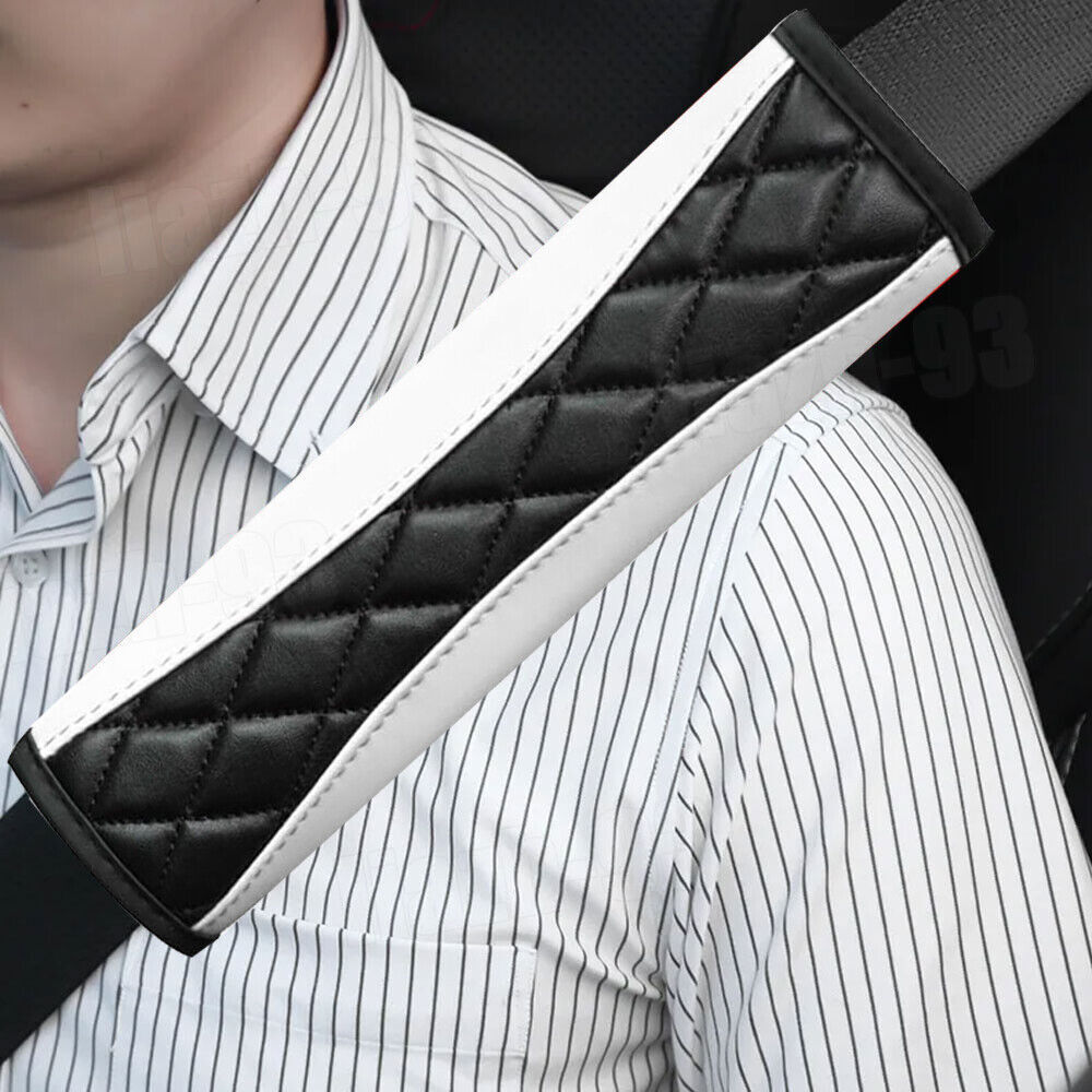 1x Car Seat Belt Shoulder Cover Comfortable Safety Belt Straps Accessories White