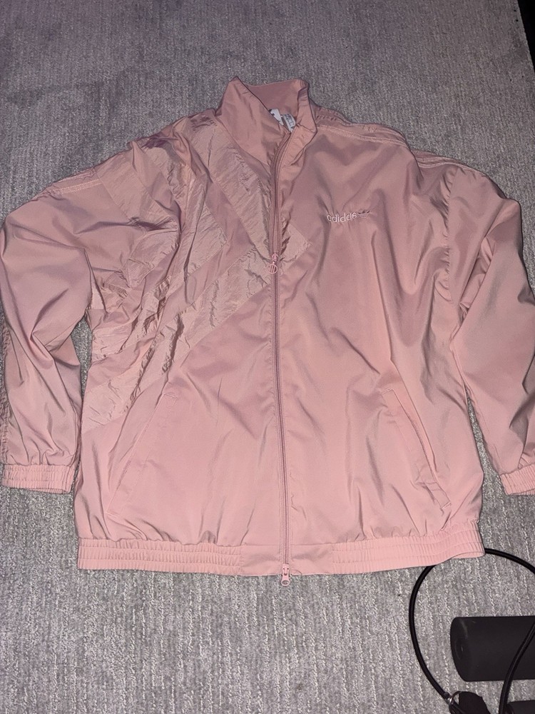 adidas Originals Pink Windbreaker Jacket Lightweight Full Zip Size L