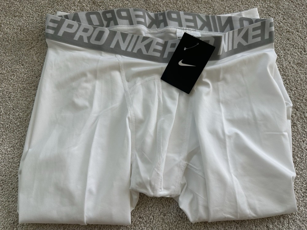 Nike Pro Men Activewear Compression Mid Knee Length Pants White Size XL
