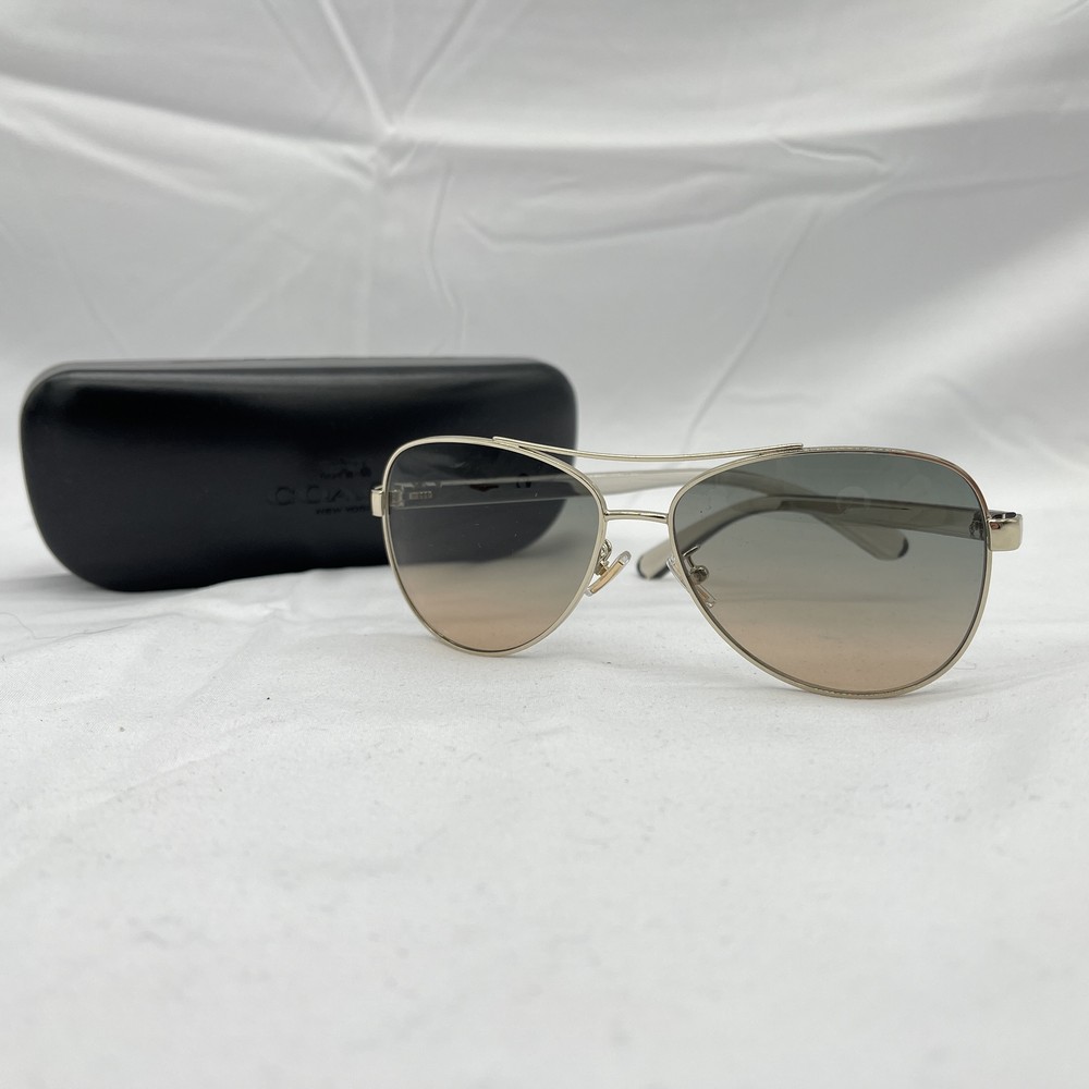 Coach Unisex Horse & Carriage Pilot Thin Metal Sunglasses Gold