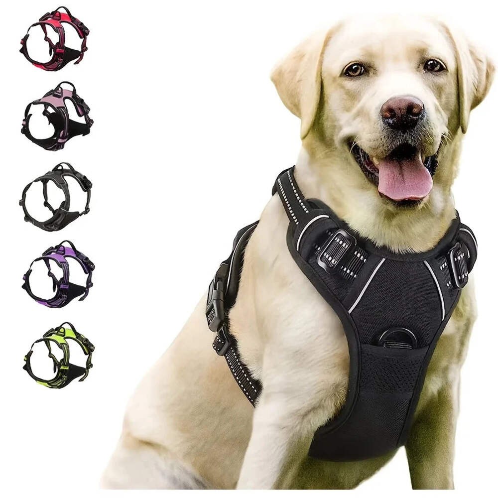 No Pull Dog Harness Front Clip Heavy Duty Reflective Easy Control Handle for Lar