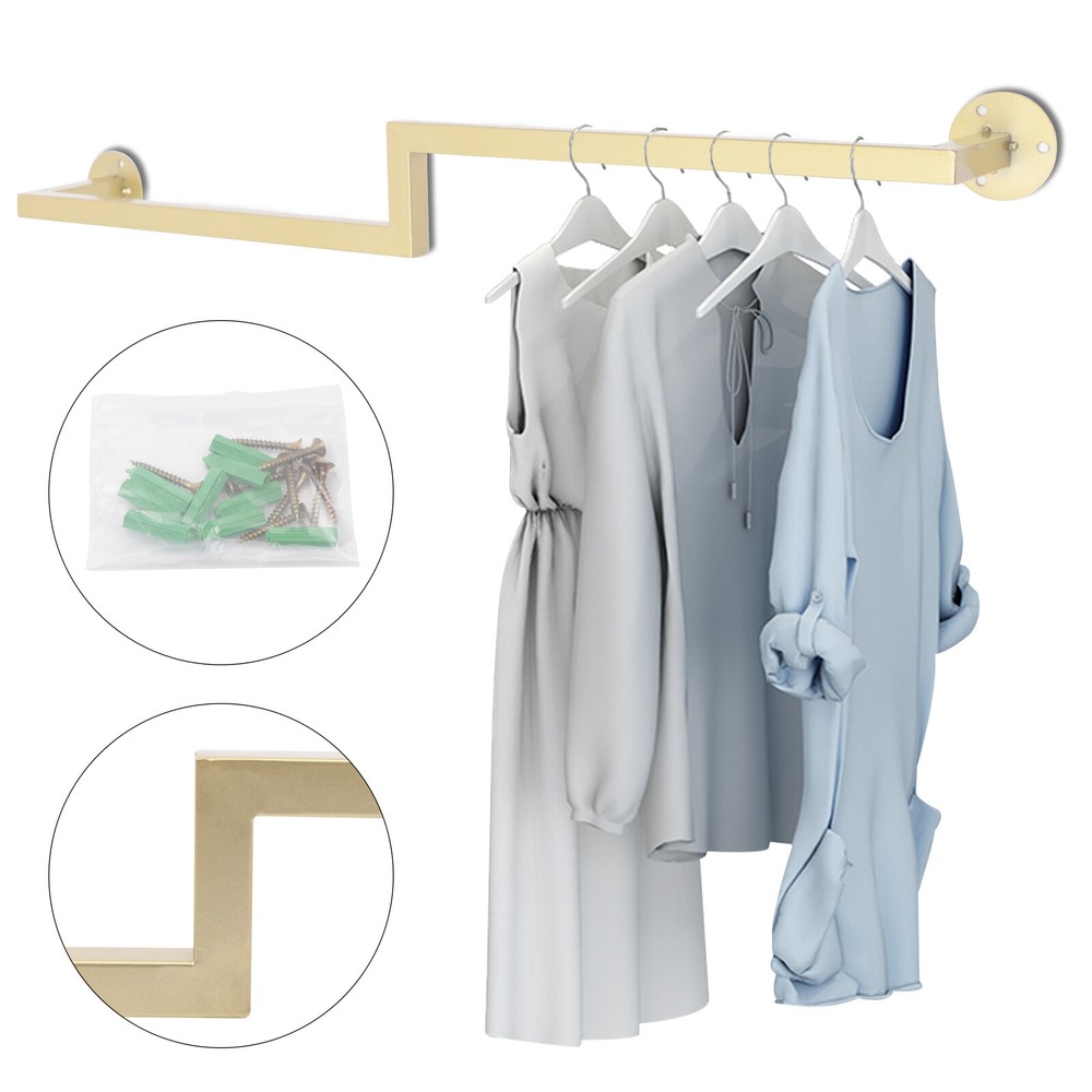 Wall Mount Clothes Rack with Hanging Rod for Bathroom or Kitchen Towels