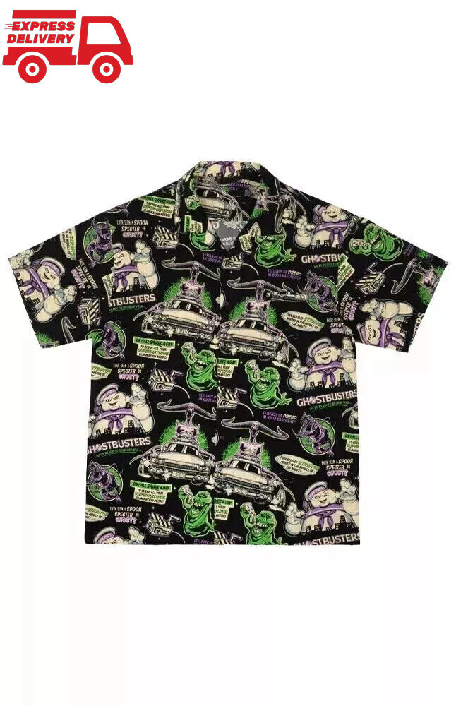 Halloween Horror Nights 2024 Ghostbusters Slimer Camp Hawaiian Shirt Available in Sizes S to 5XL for Men and Women