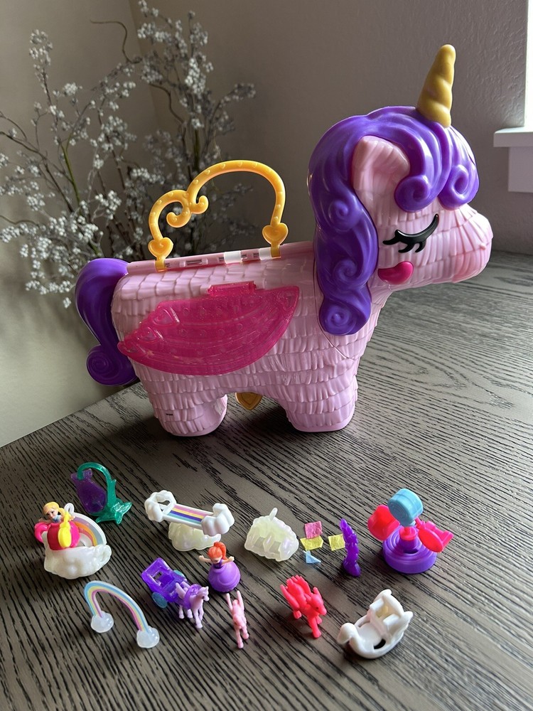 2019 Polly Pocket Unicorn Party Large Compact Playset with Micro Polly Toys