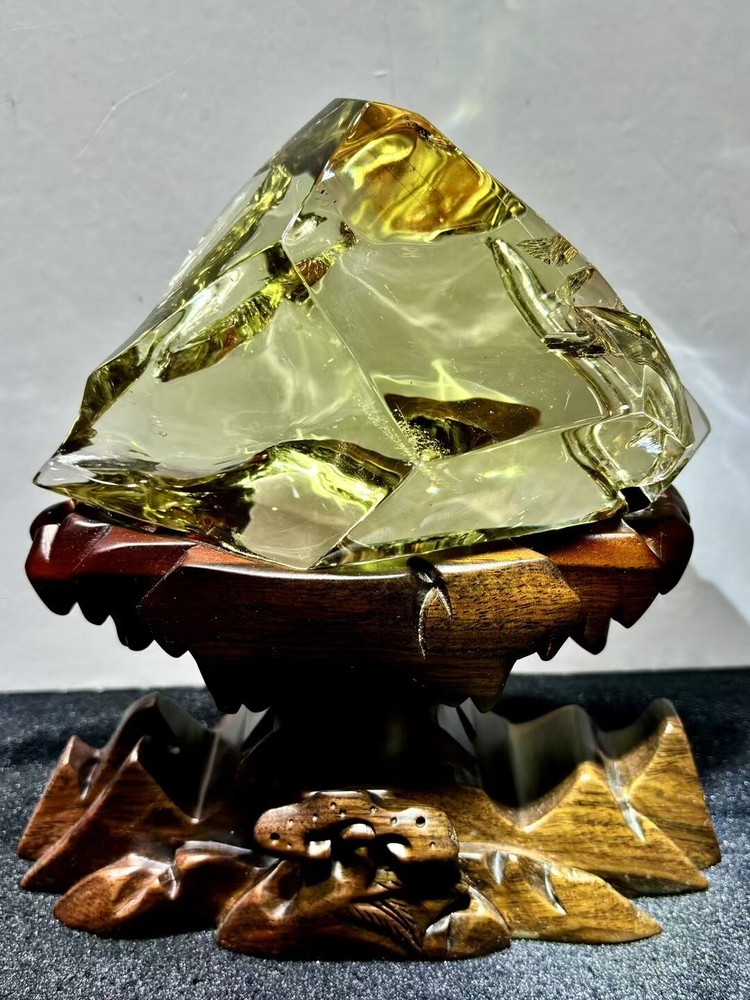 4.81LB Smooth Natural Citrine Quartz Crystal with Stand for Display and Healing