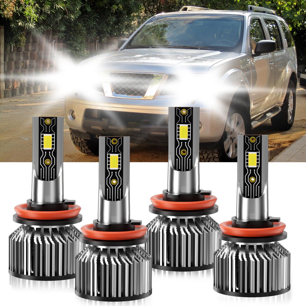 4X H11+H11 LED Headlight Bulbs High Low Beam For Nissan Pathfinder 2017-2020