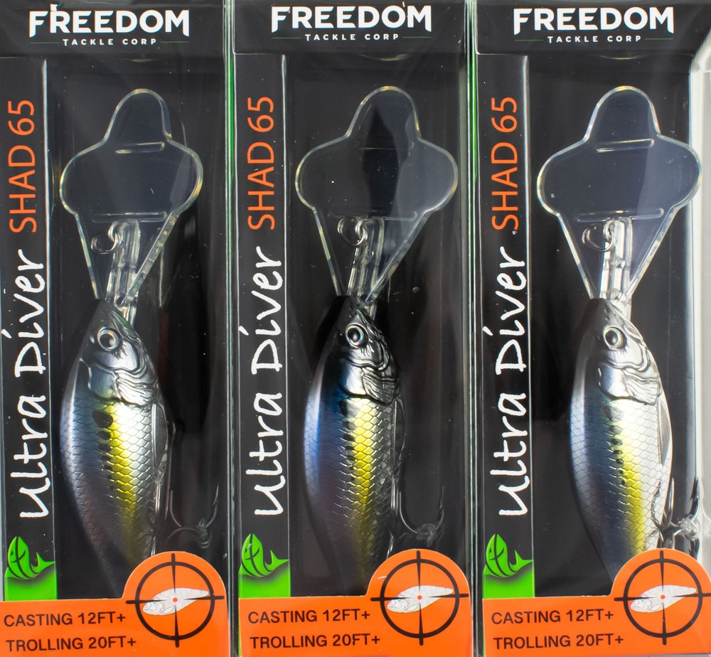 (LOT OF 3) FREEDOM TACKLE ULTRA DIVER SHAD 65 3/8OZ STREAK SHAD #43106 CO6355