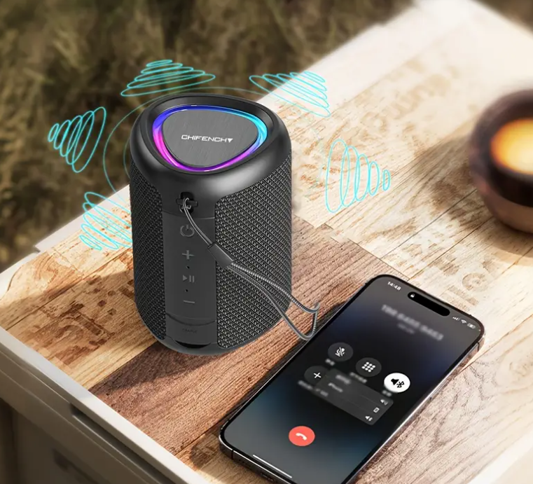 Wireless Bluetooth Speaker with Colorful Lights IPX5 Waterproof TWS Pairing 24-Hour Playtime