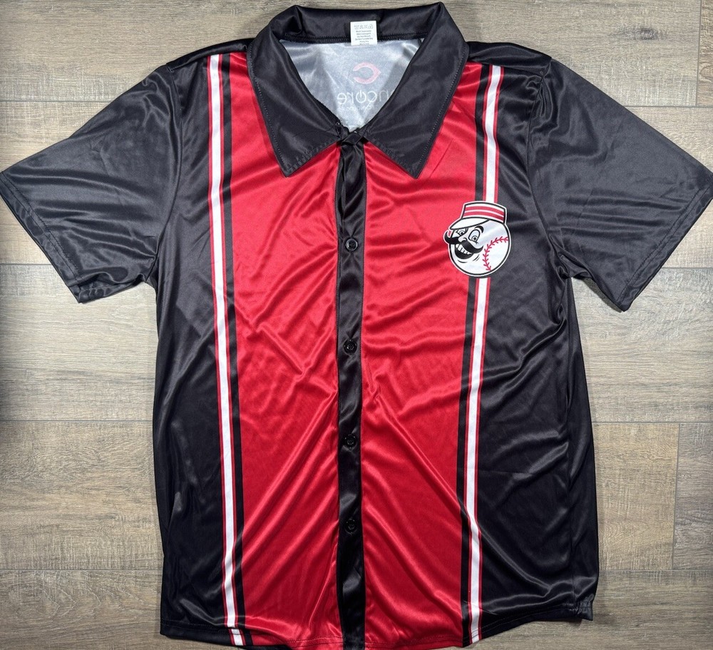 2024 VGC Cincinnati Reds Bowling XL Shirt Jersey Two Town Pin Stripe SGA 9/22