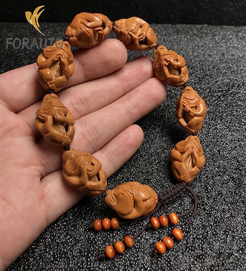 Olivary Nucleus Nut Hand Carved Frog Bracelet Bead Meditation Zen Decor