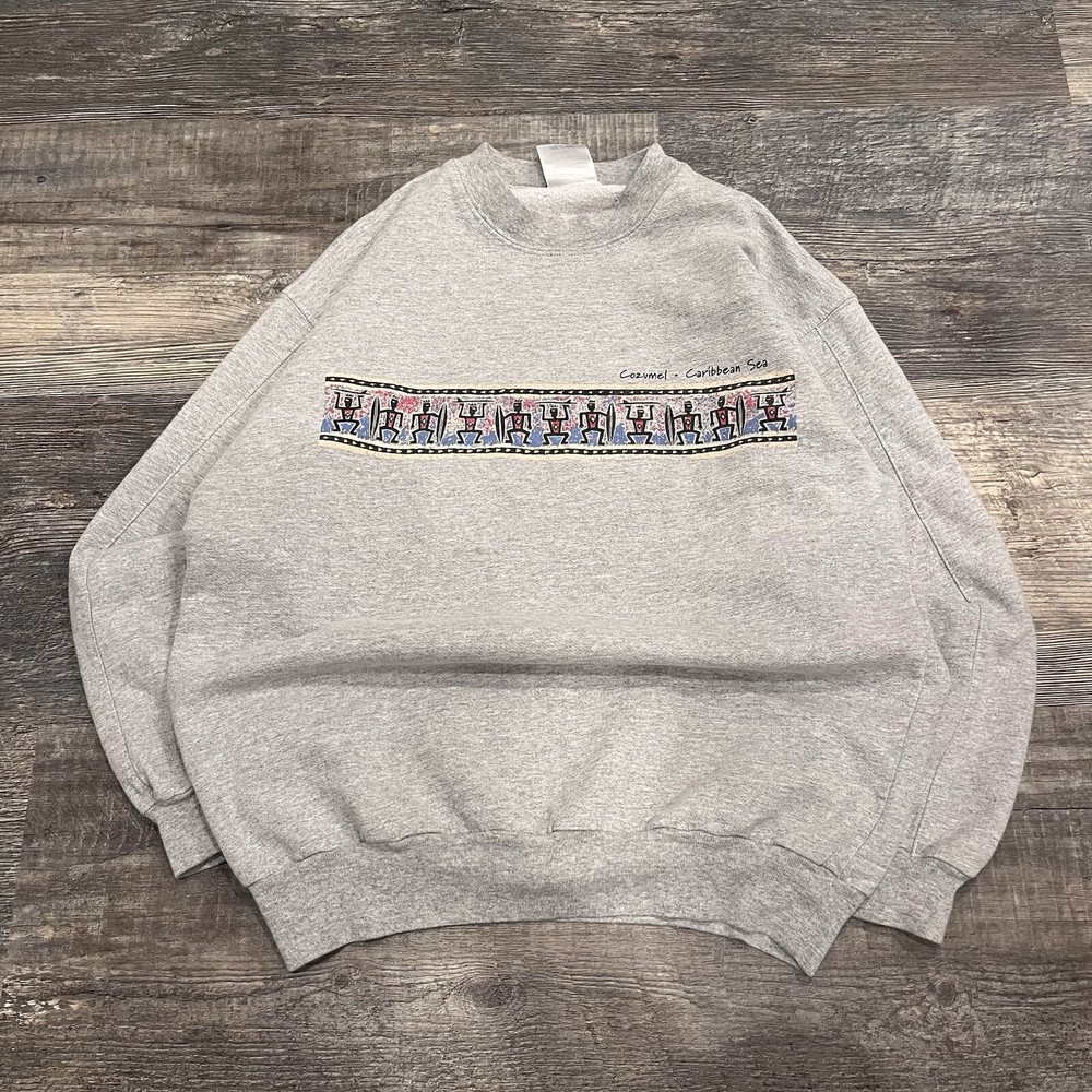 Vintage 90s Aztec Style Cozumel Graphic Crewneck Sweatshirt